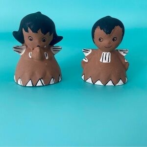 Vintage 70s clay terracotta Native American angels bells ceramic southwest boho